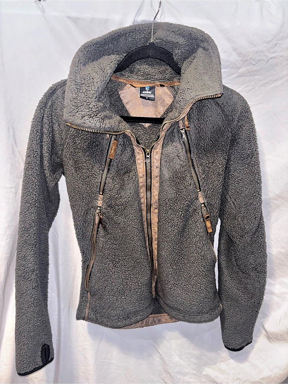 Kuhl Flight Jacket Gray Fleece Hooded Jacket Size Small